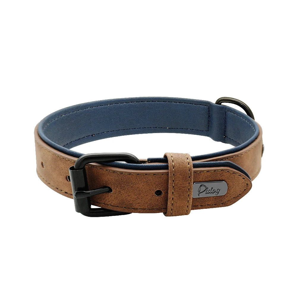 Collar de cuero acolchado con relleno