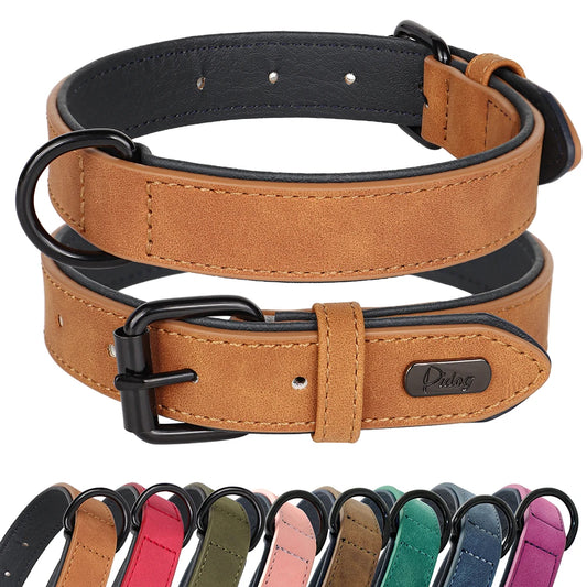 Collar de cuero acolchado con relleno