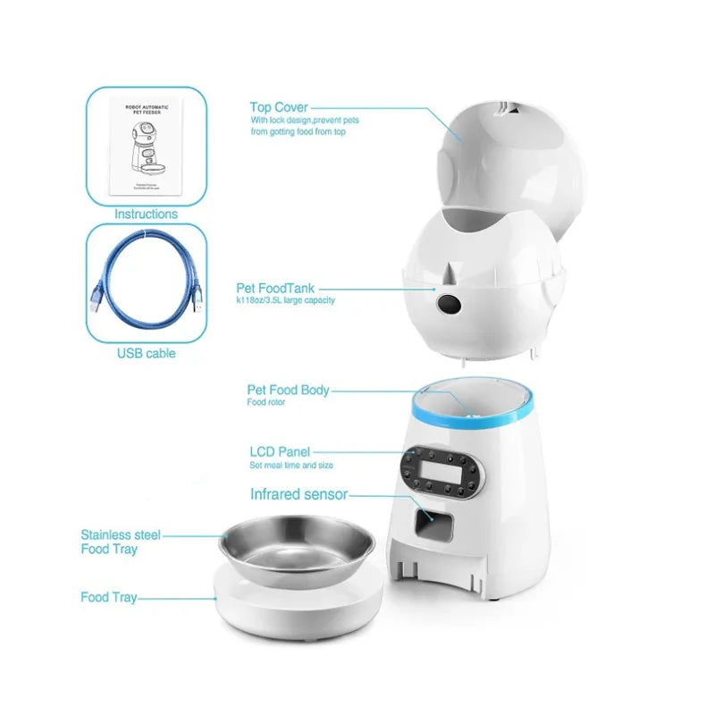Alimentador automático para maskotas, con control remoto y temporizador