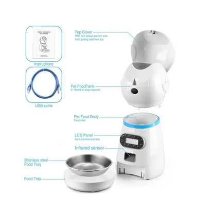 Alimentador automático para maskotas, con control remoto y temporizador
